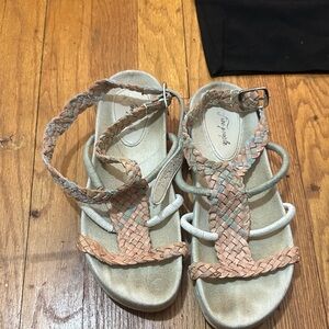 Free People Woven Sandals in Beige and Peach